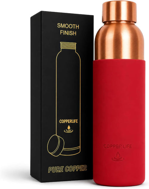 Red silicone grip copper bottle with gift box