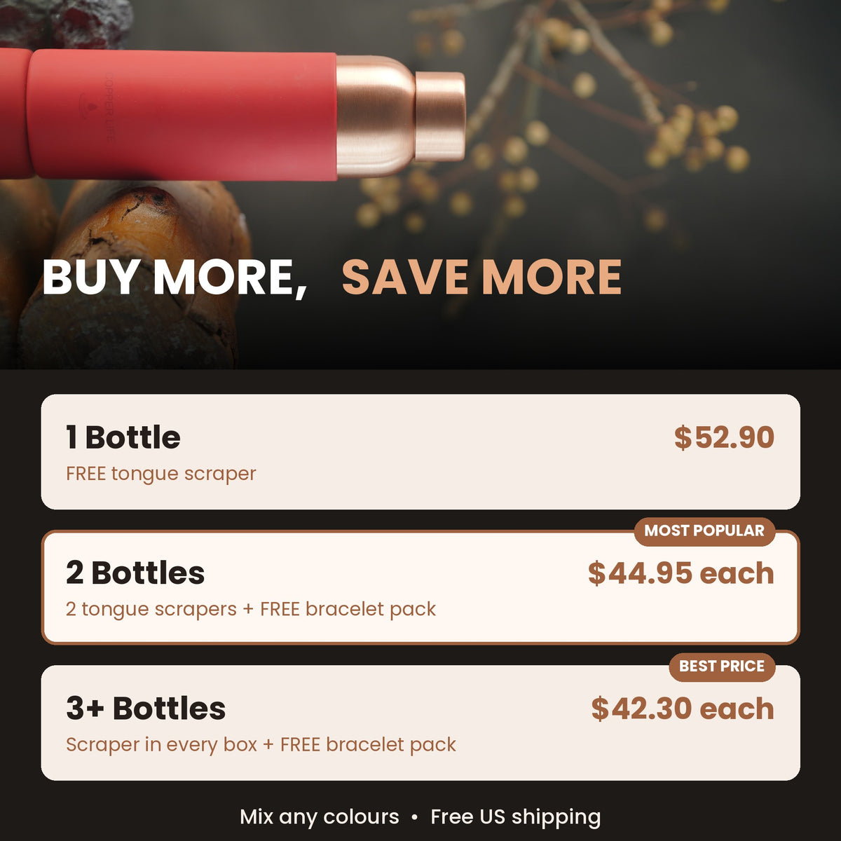 Buy more save more - 1, 2 or 3+ bottles