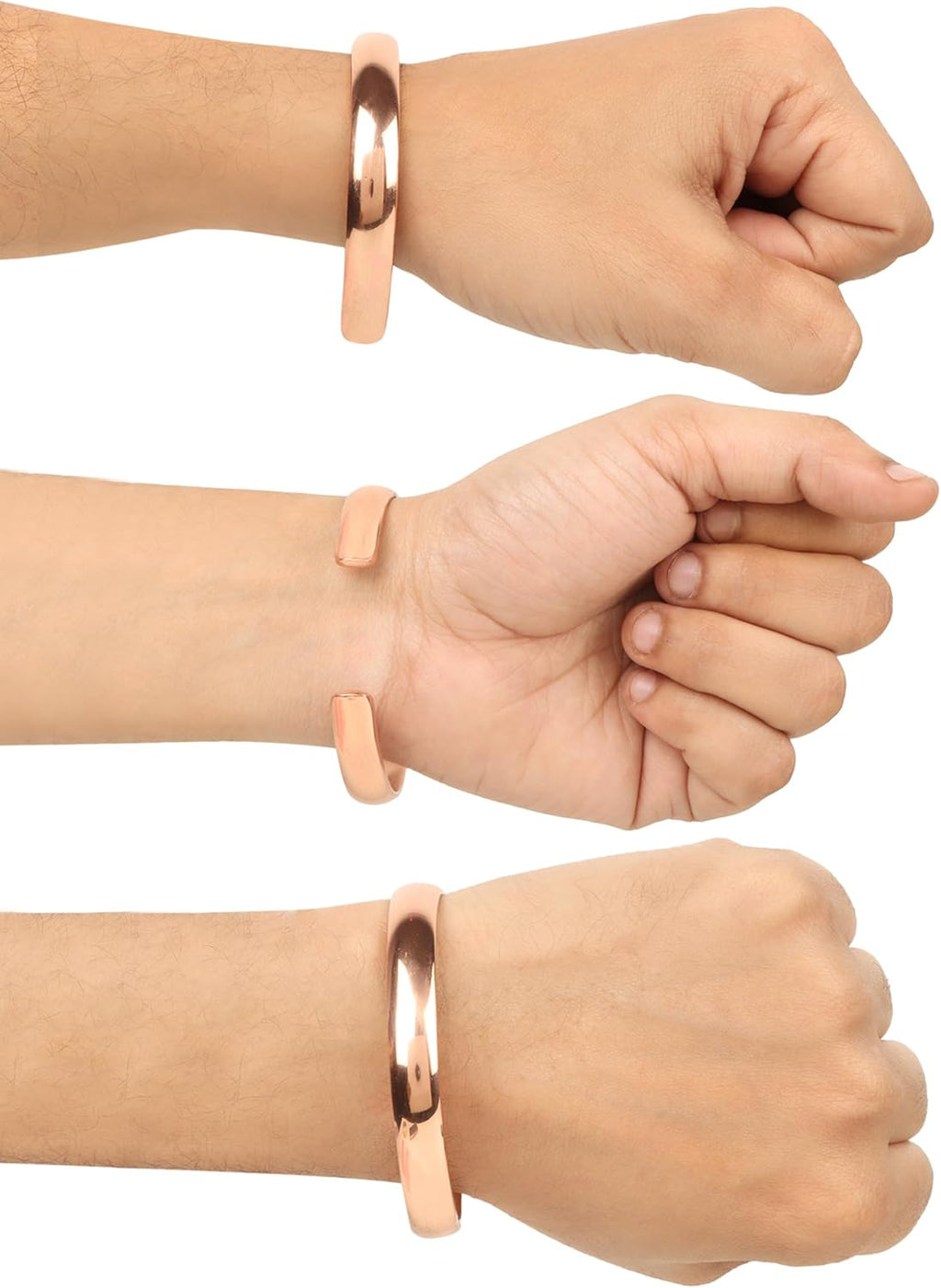 Pure Copper Bracelets for Men & Women, Pack of 2 - Adjustable Solid Copper Cuffs