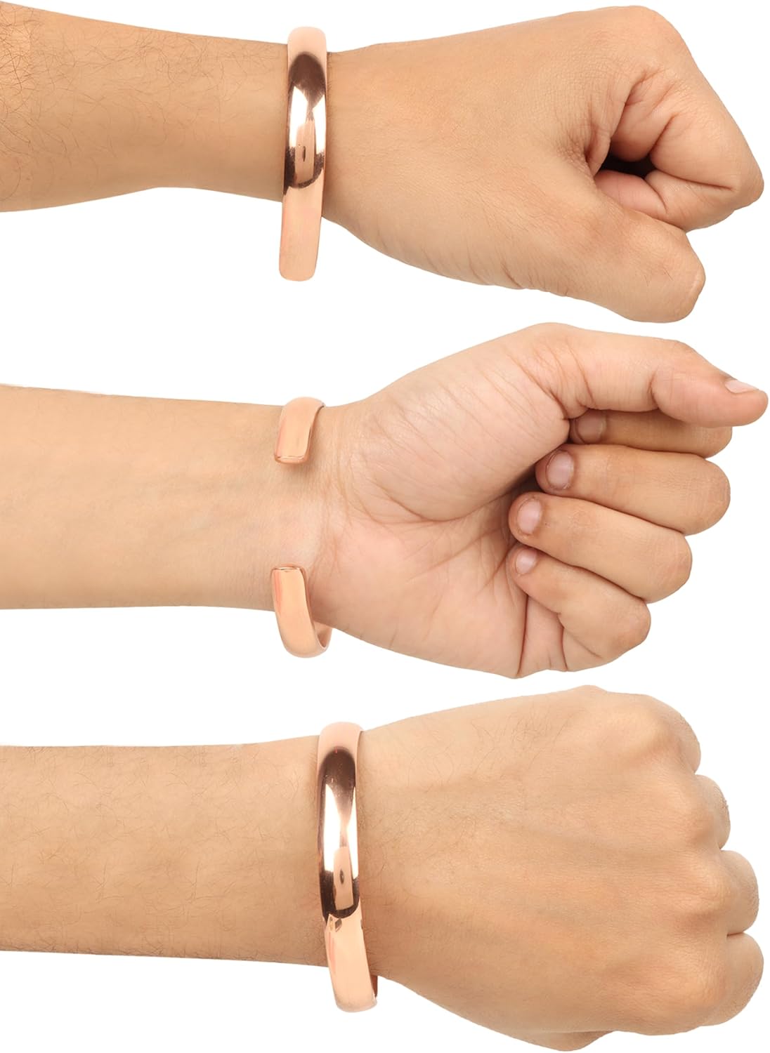 Pure Copper Bracelets for Men & Women, Pack of 2 - Adjustable Solid Copper Cuffs