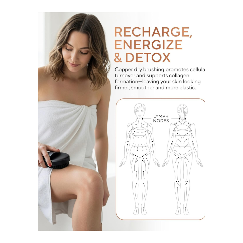 Copper Body Brush + FREE Exfoliating Glove - Lymphatic Detox Duo