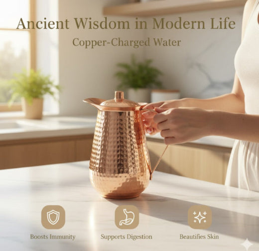 Pure Copper Water Pitcher 2L - Ayurvedic Tamra Jal