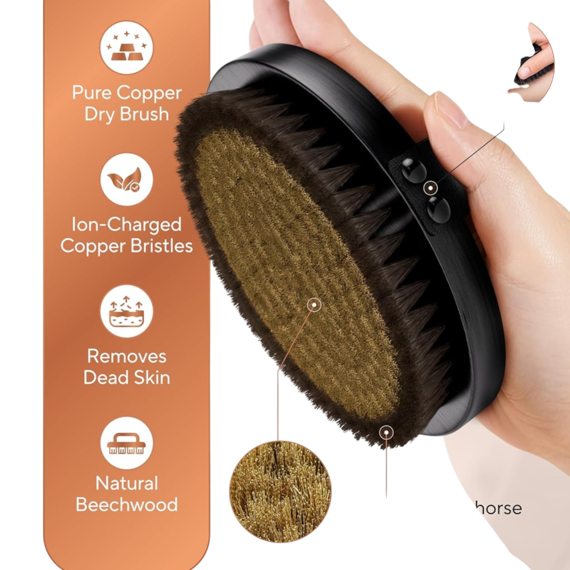 Copper Body Brush + FREE Exfoliating Glove - Lymphatic Detox Duo