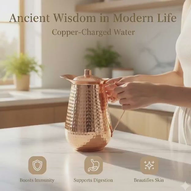 Pure Copper Water Pitcher 2L - Ayurvedic Tamra Jal